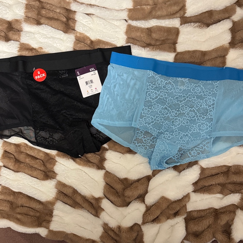 Women’s Lace Panties - Black &‎ Light Blue (2-Pack)